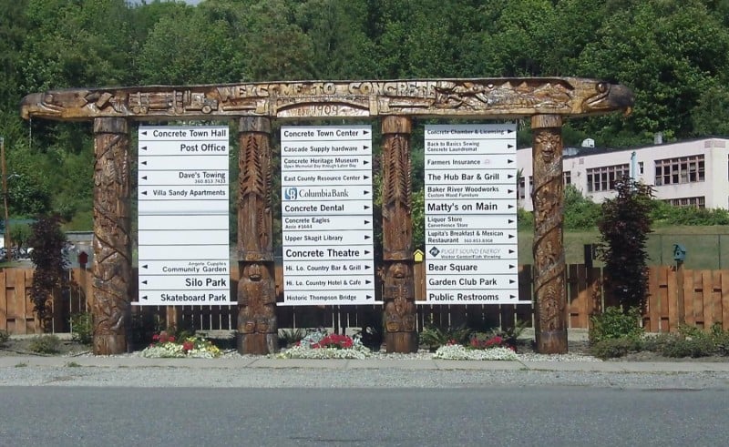 Business list sign in Concrete, Washington.
