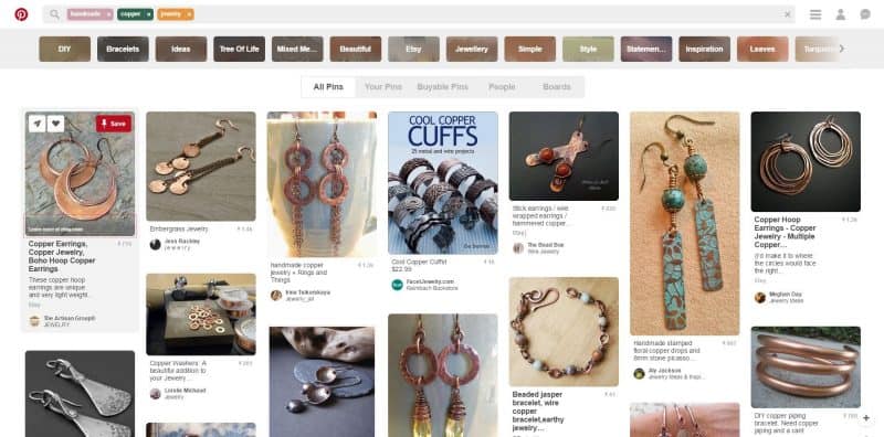 Pinterest search results