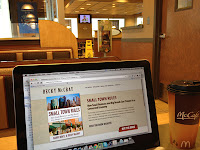 James's computer as he sits at McDonald's.