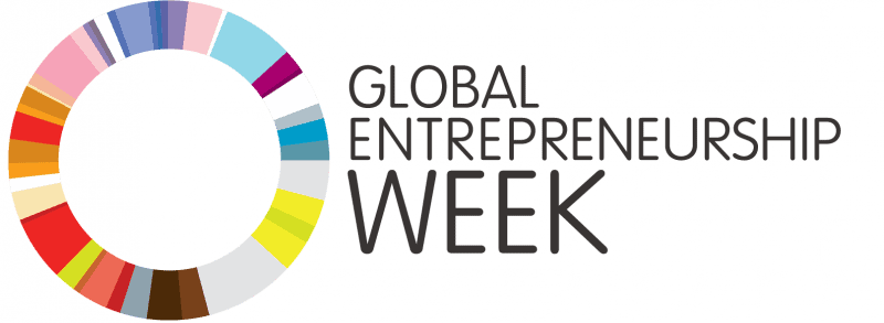 Global Entrepreneurship Week logotype with a colorful multi-segmented circle graphic.